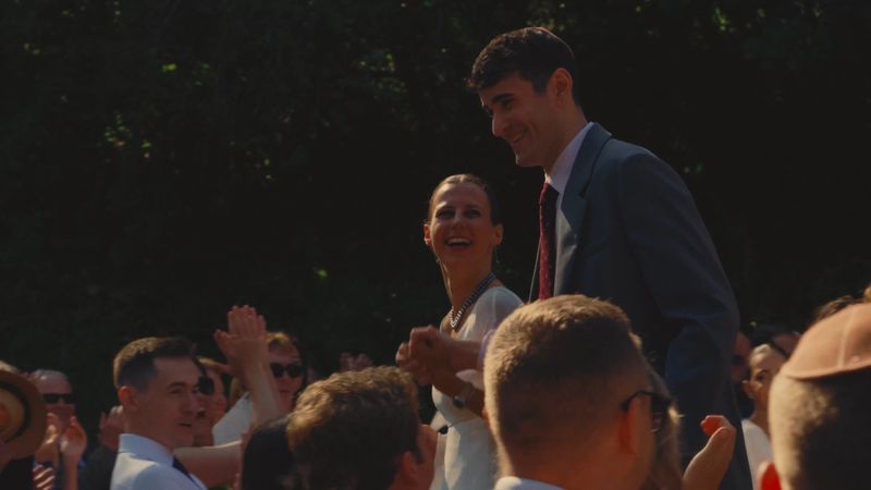 The couple celebrating with their guests